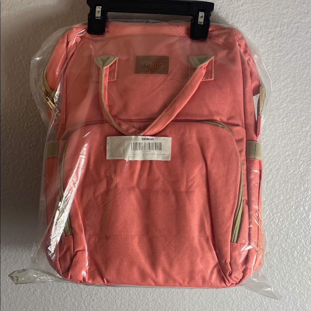 Coral Pink Diaper Bag Backpack
